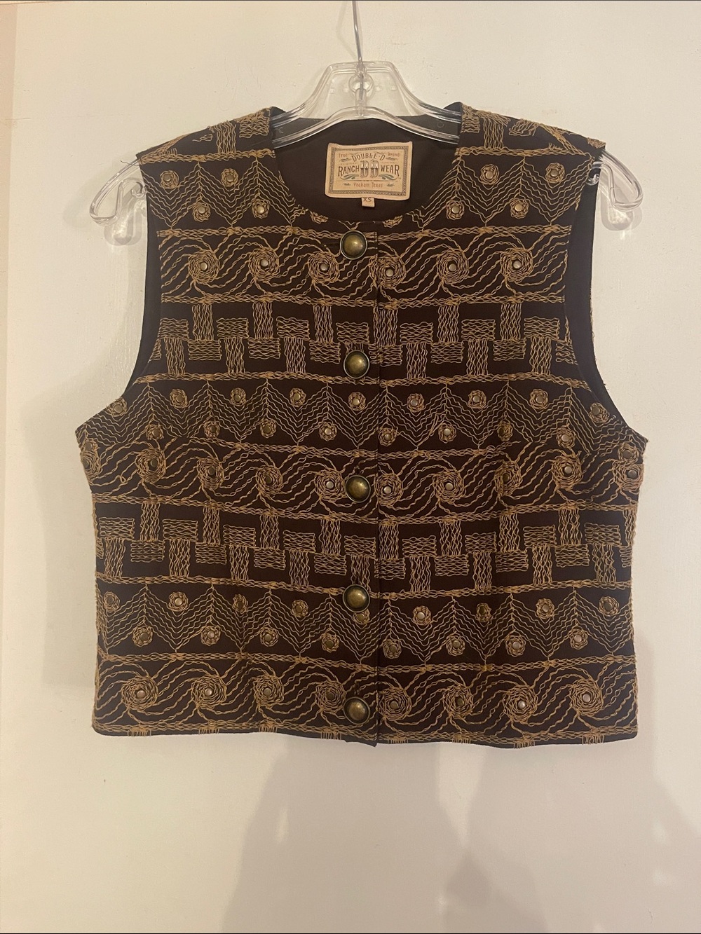 Double D Ranch Black Vest with Gold Embroidery